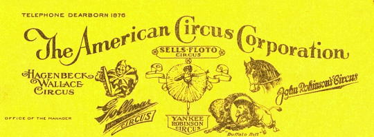 original letterhead of American Circus Corp